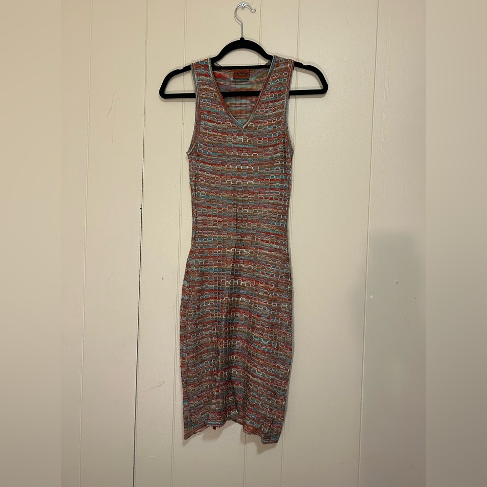 Multicolor Sleeveless Sheer Knit Dress